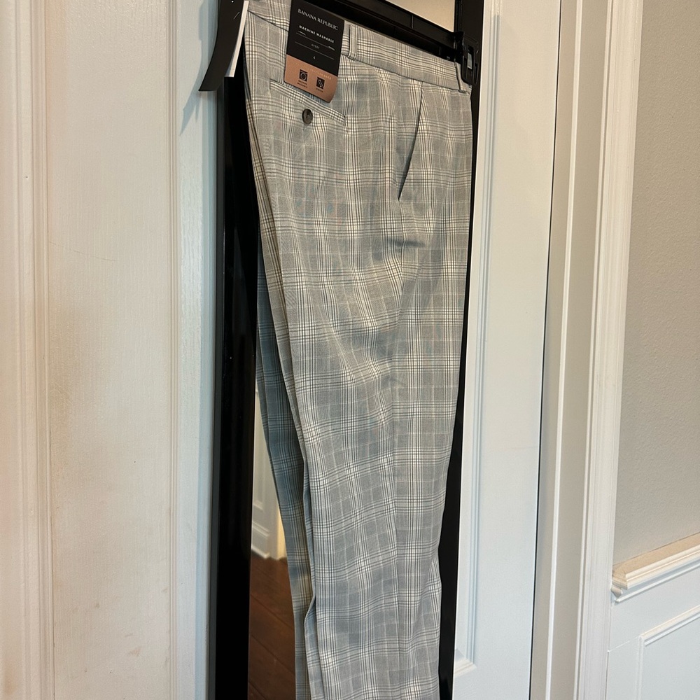 Banana Republic Avery Gray Plaid Dress Pants Slim Fit
